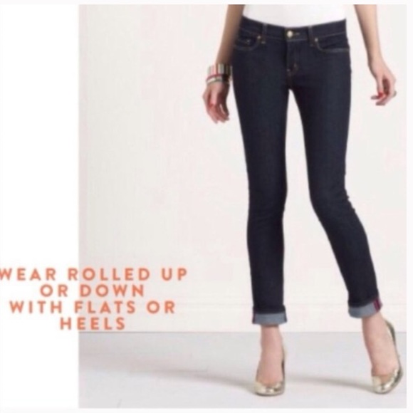 Kate Spade Dark Blue Rinse Denim Perry Street Straight Jeans “Play Hooky” NEW - Picture 6 of 10